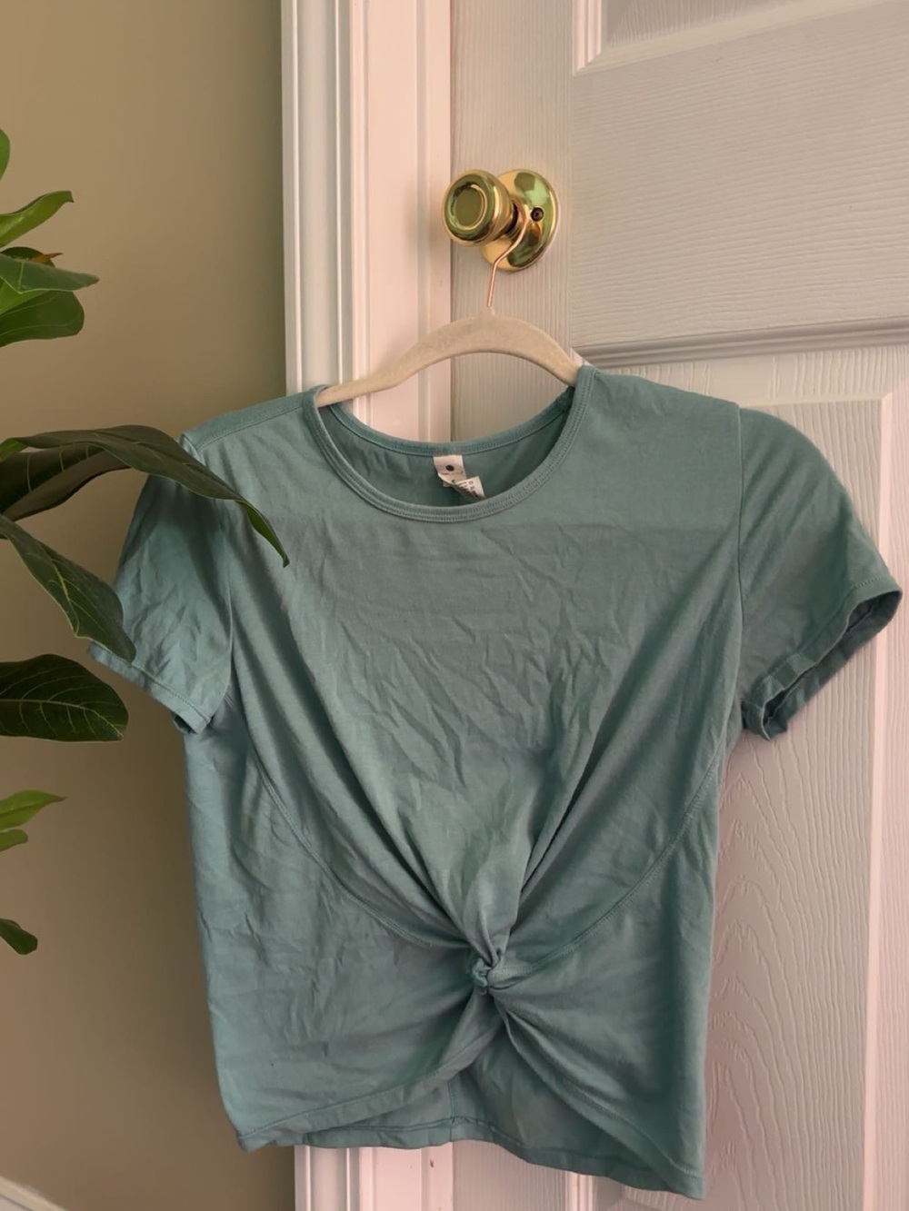 Classic Knot-Front Women's Tee in Sage Green